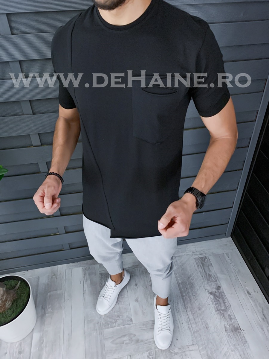 Tricou barbati negru PREMIUM slim fit ZR B1123 P6-3*